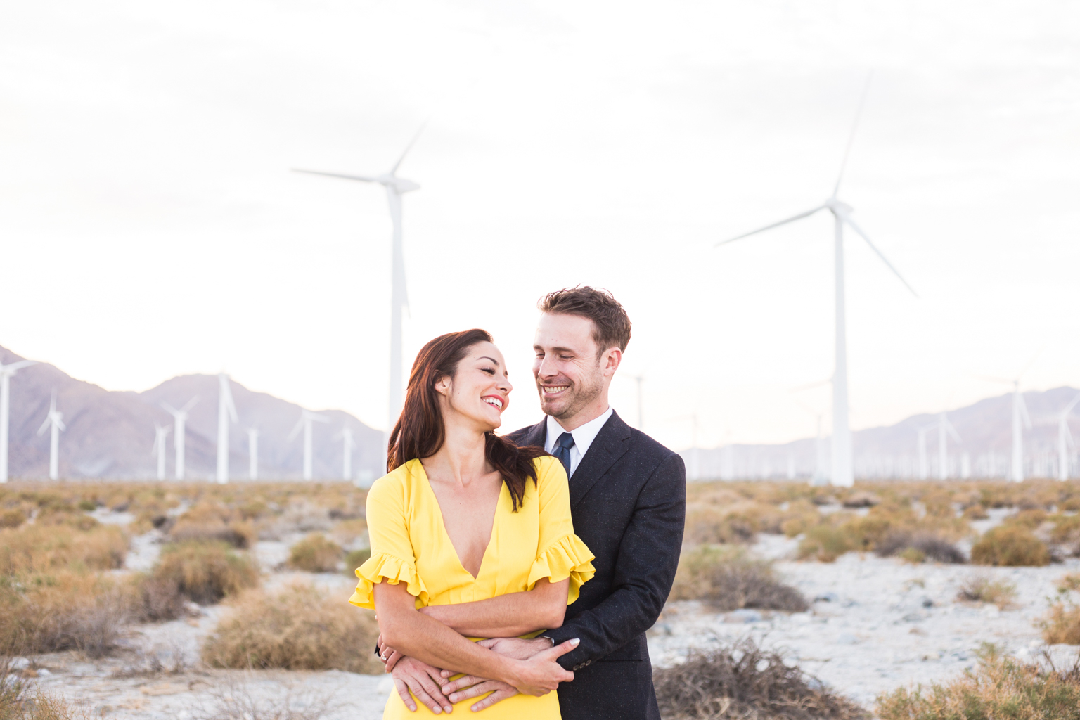 Engagement shoot with Palm Springs Windmills