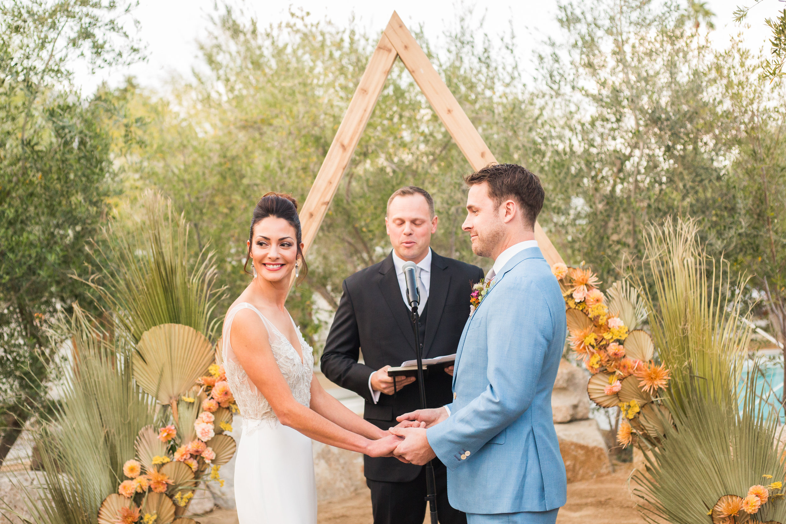Colorful desert wedding ceremony at Ace hotel