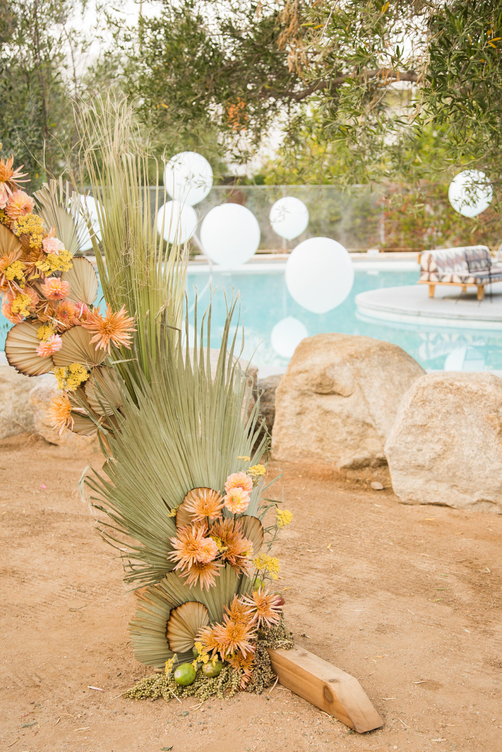 Colorful desert florals at Palm Springs Wedding