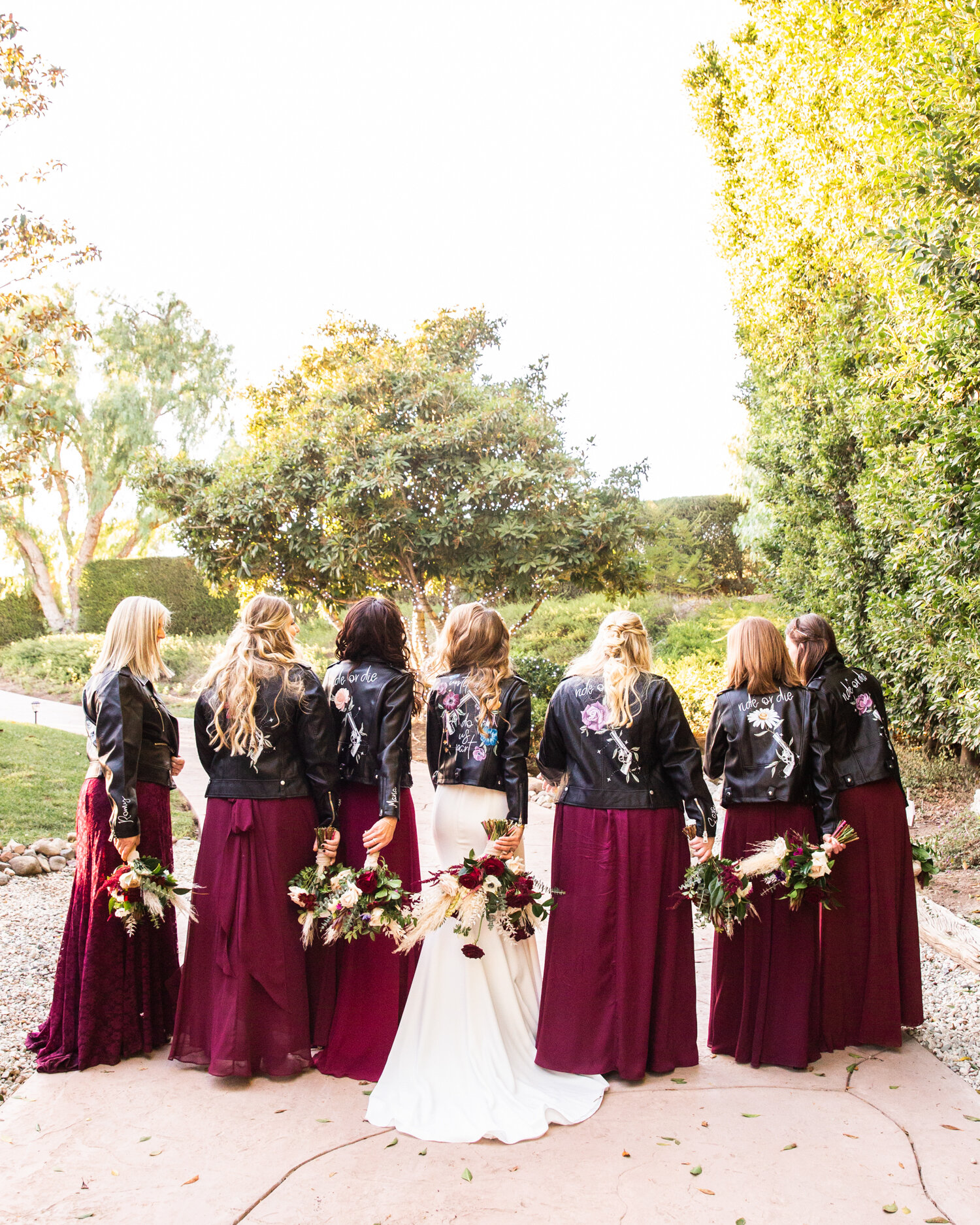 Painted leather jackets for bridal party