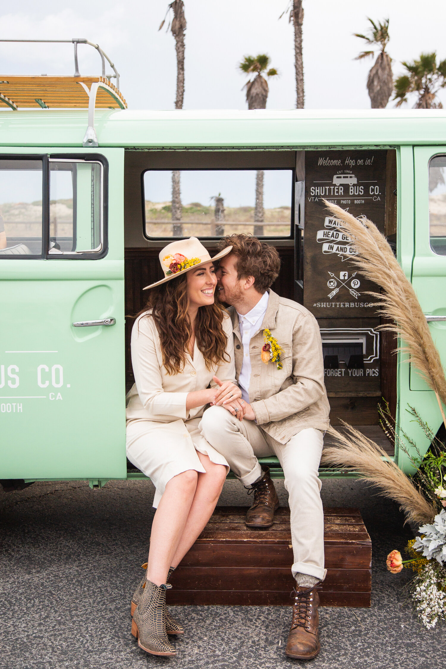 California styled engagement session with vw bus